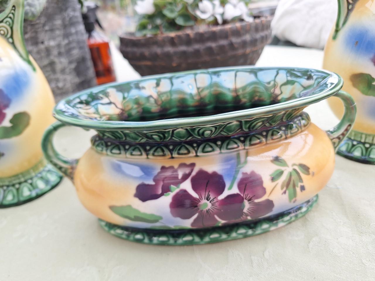 Vintage vazen en pot met bloemmotief