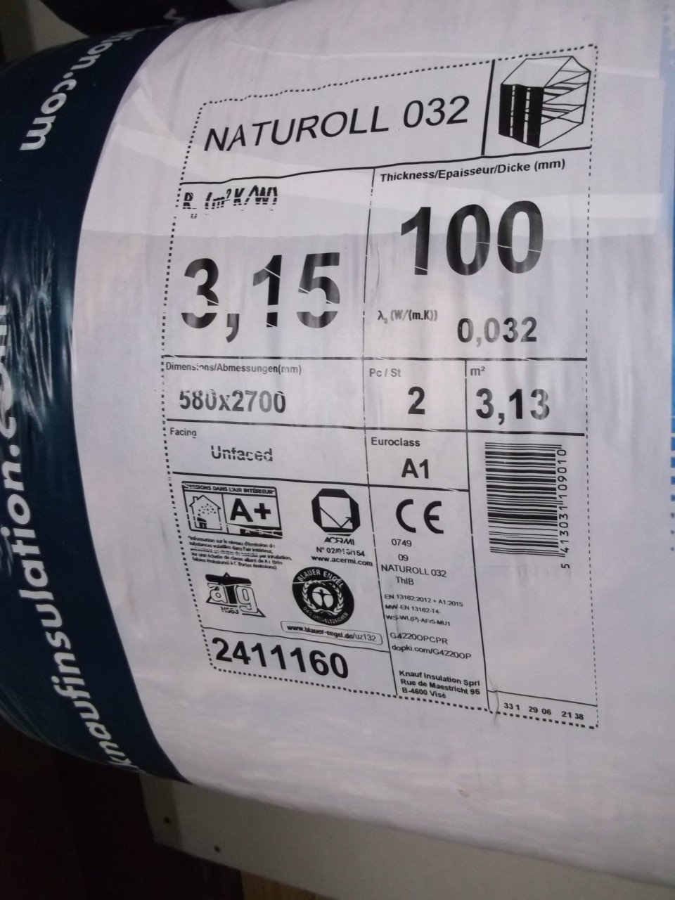 Knauf isolatie rollen 7 stuks /22 m2