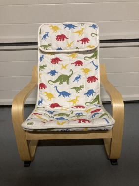 Kinderfauteuil IKEA Poäng inclusief leuk dinokussen