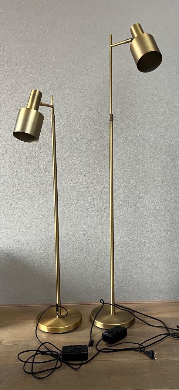 2 Nordic messing staande lampen verstelbaar en dimbaar
