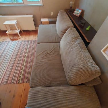 Bruine ribstof Ikea 2,5 zit/slaapbank (140x190cm) GRATIS op te halen
