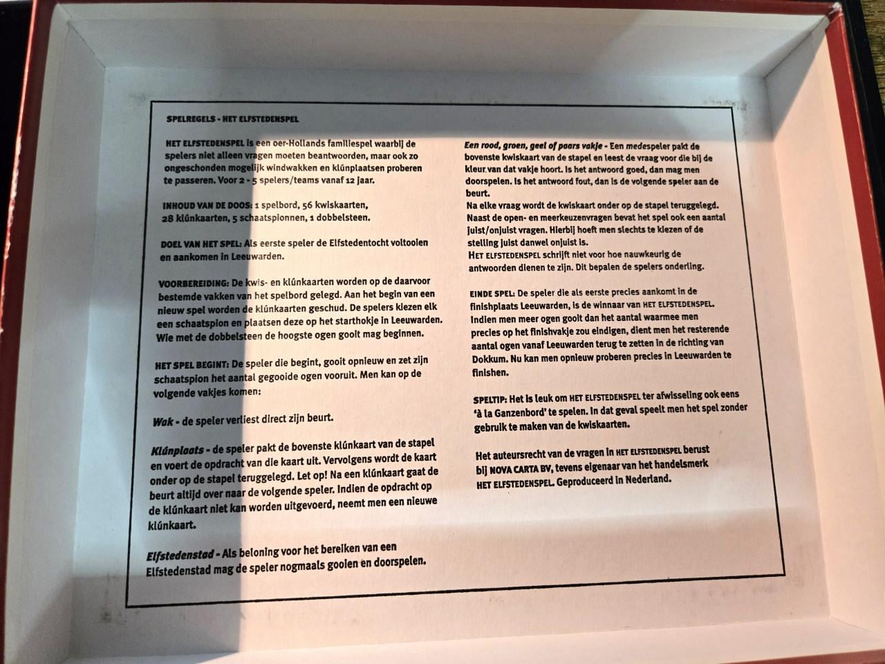 Spel: Het elfstedenspel ; Nova Carte