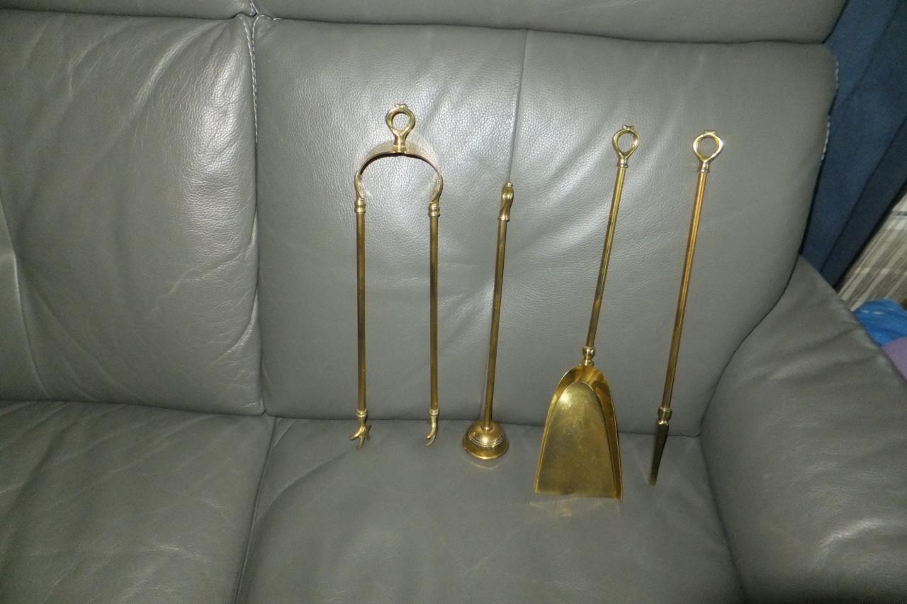 4 koperen stel voor aan de openhaard of elektrische haard