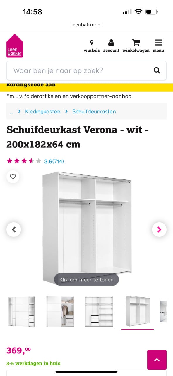 Schuifdeur kledingkast met spiegel