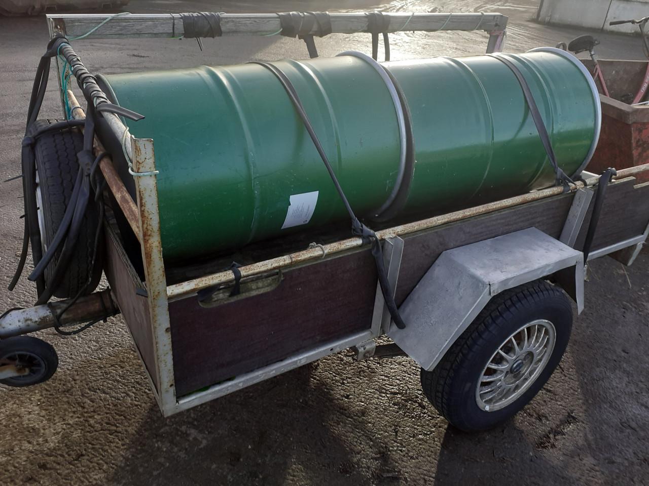 Tuintafel 1x2m TAFEL & eiken-blad met 2x Olievat