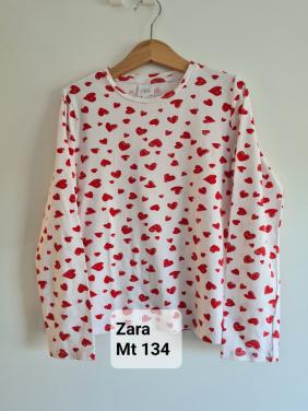 Zara Longsleeve Wit met Rode Hartjes - Maat 134