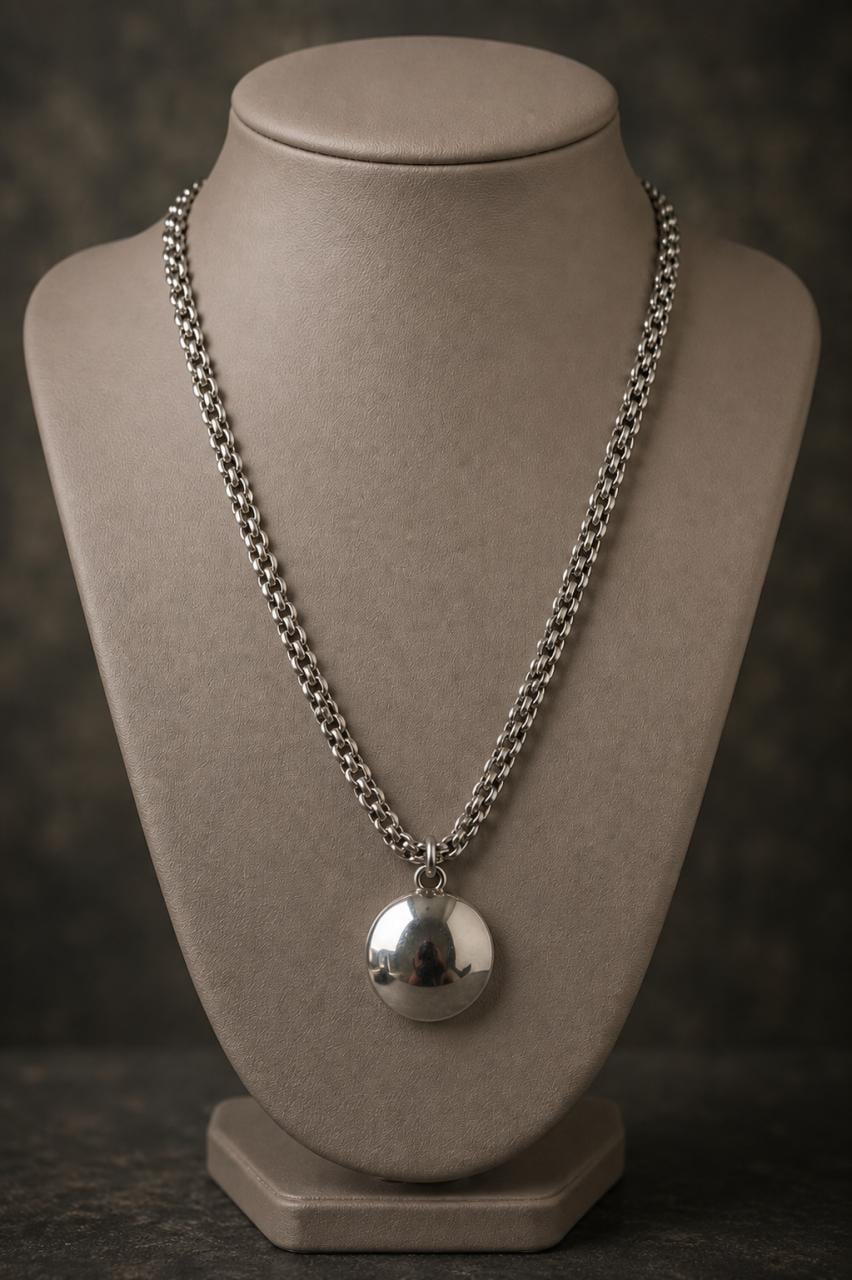 Zilveren Jasseron schakel ketting met hanger..