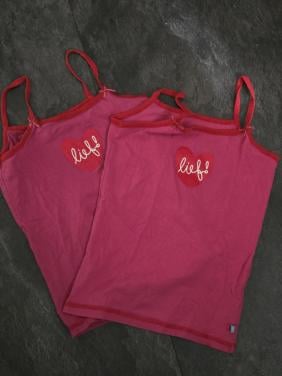 2 hemden meisjes mt 122/126 Lief! Donkerroze