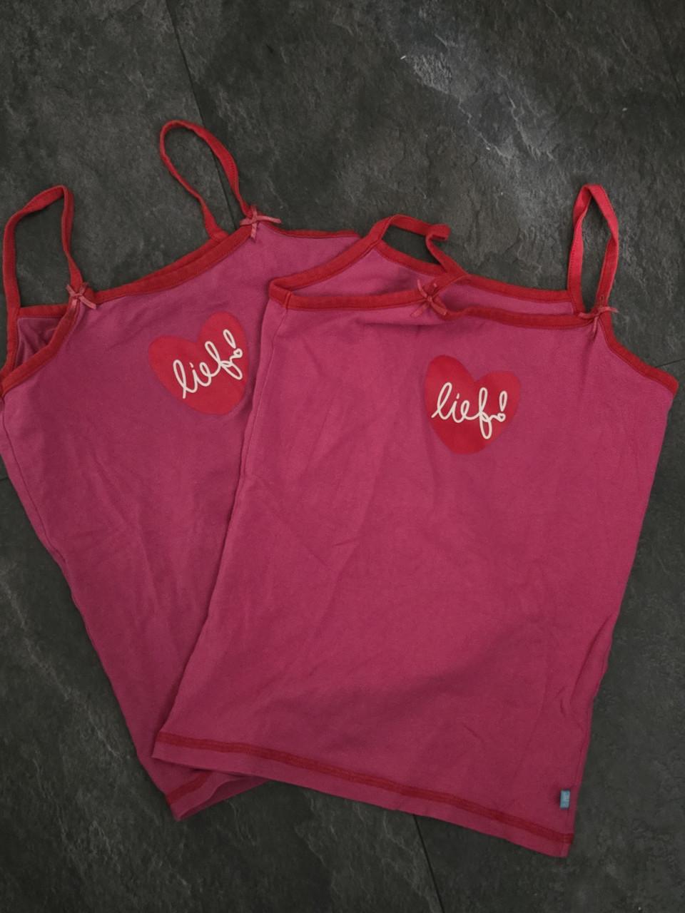 2 hemden meisjes mt 122/126 Lief! Donkerroze