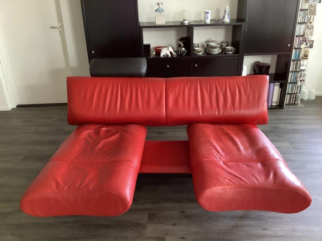 Leolux design bank draaibare zittingen rood echt leer