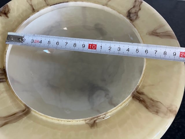 Plafonnière... Opaline gemarmerd glazen lampenkap.