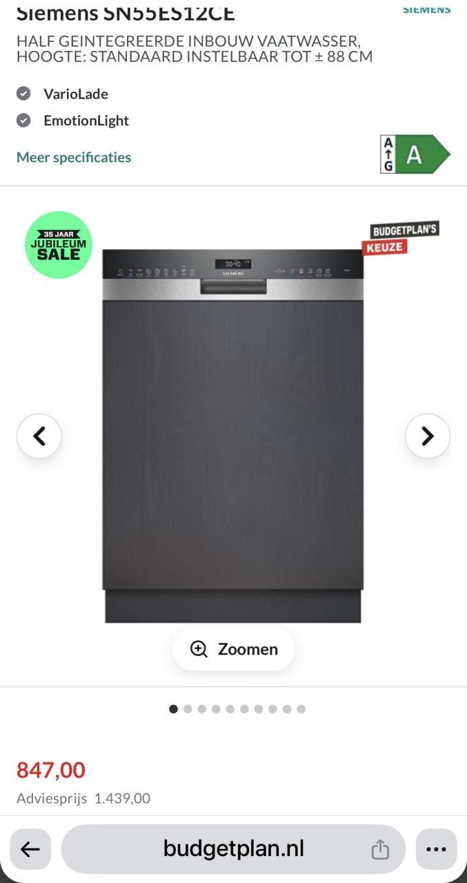 Nieuwe Siemens SN55ES12CE inbouw vaatwasser met besteklade en WIFI