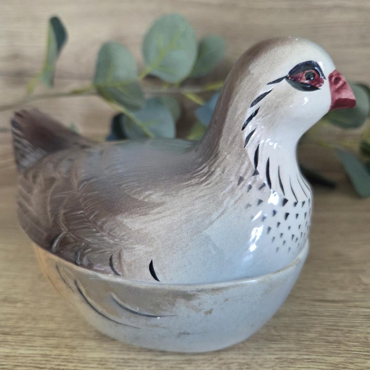 Brocante aardewerk terrine van Michel Caugant, Patrijs