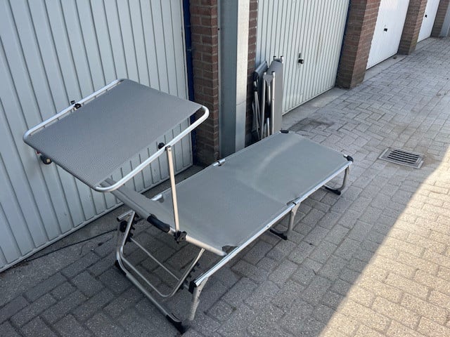 Opvouwbare ligbed met Verstelbare Luifel, aluminium, 2 stuks