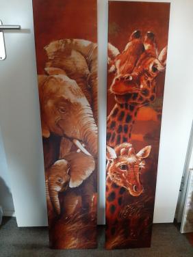 2 x Wanddecoratie olifant en giraf