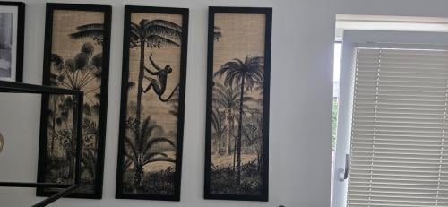 Groot drieluik jungle met aap – 3x 30 x 90 cm