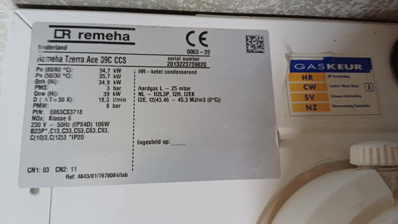 Remeha Tzerra ace 39C CW5 + wifi thermostaat