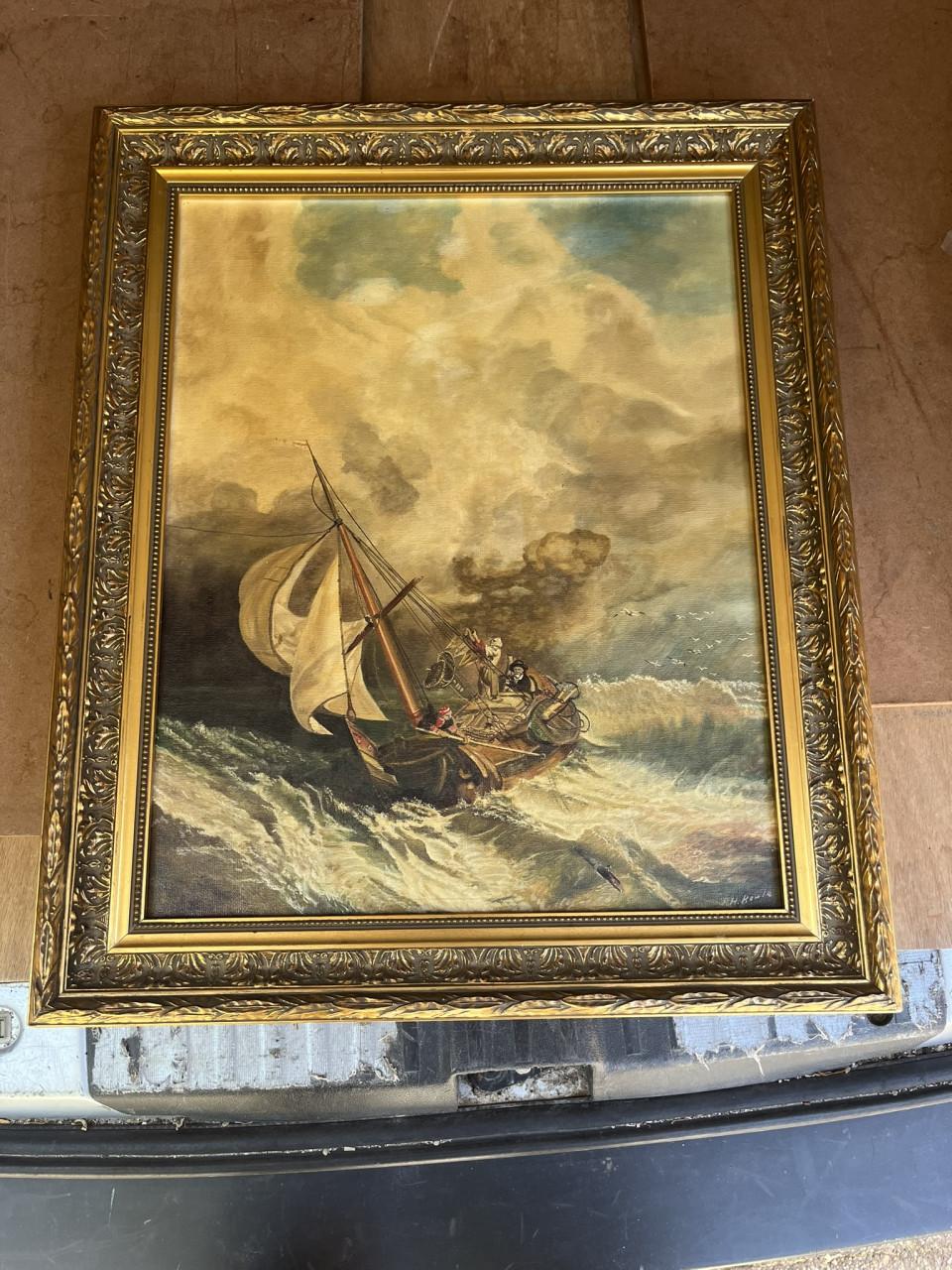 Schilderij " op de doggersbank" met mooie lijst