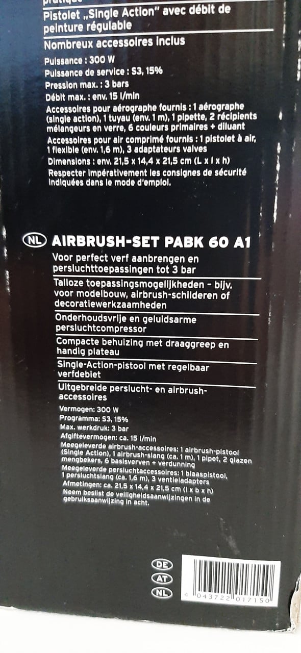 Parkside airbrush park 60-A1 ( niet gebruikt )