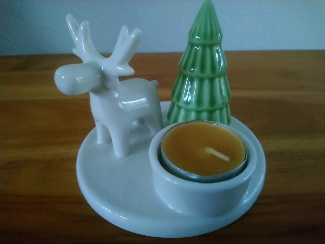 Porseleinen theelichthouder rendier kerst