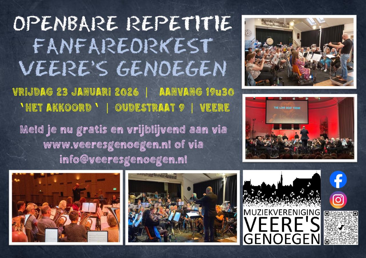 Openbare repetitie fanfareorkest Veere's Genoegen 23-01-2026