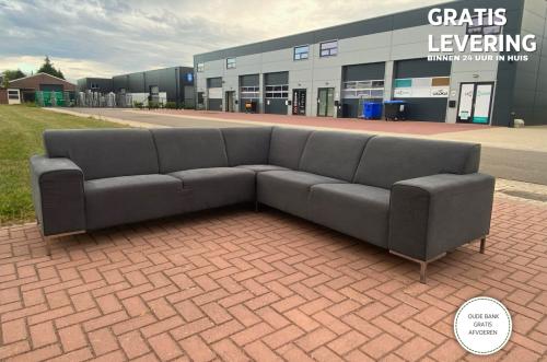 Mooie Grijze Stoffen Hoekbank-Moderne Lounge Zit-Gratis Levering