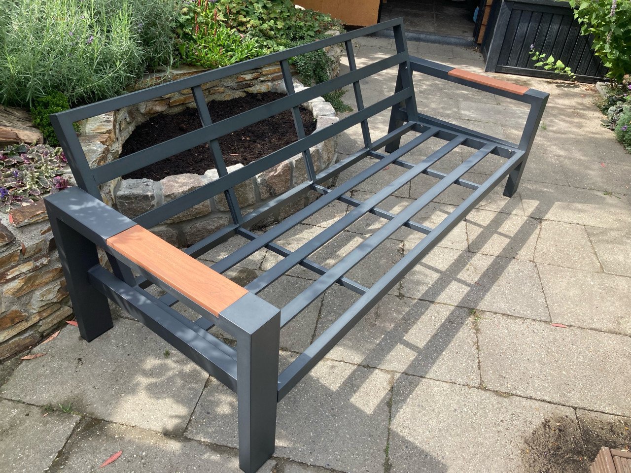 Terras Tuin Bank Kwaliteit Antraciet Grijs Teak