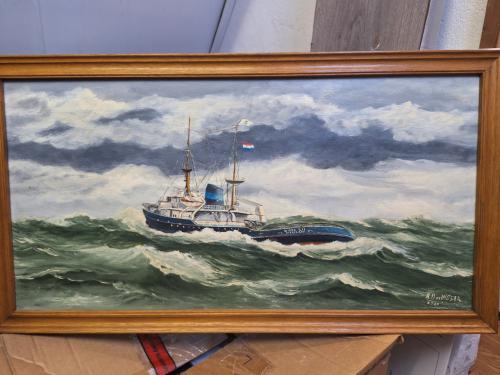 Schilderij  sleepboot