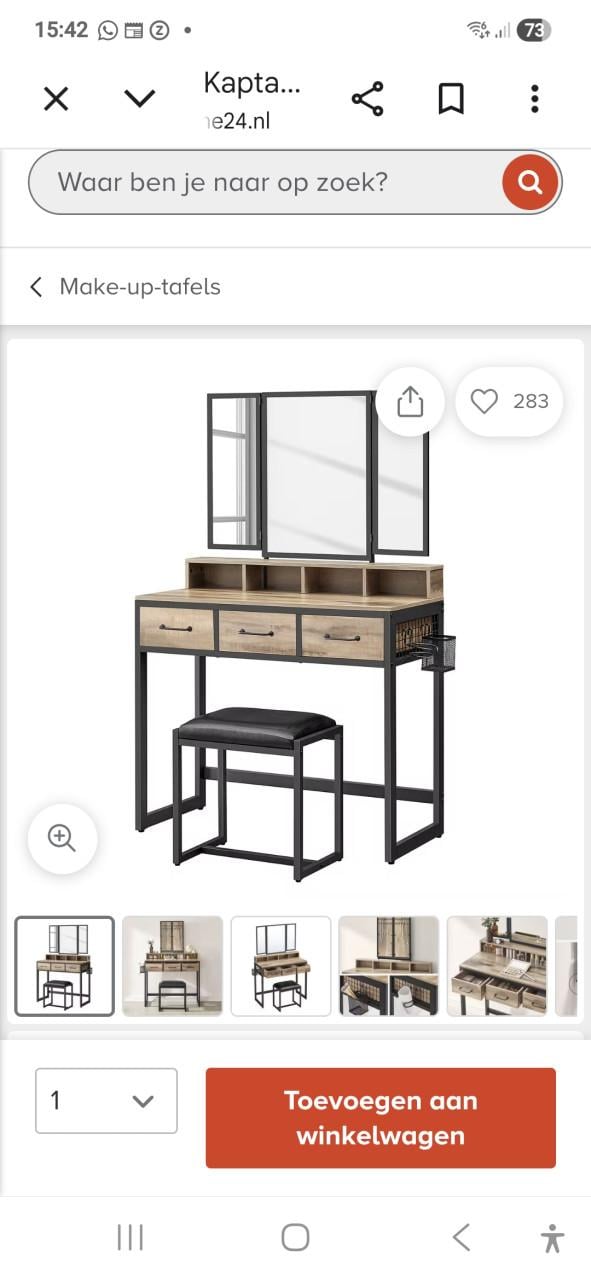 Kaptafel met spiegel