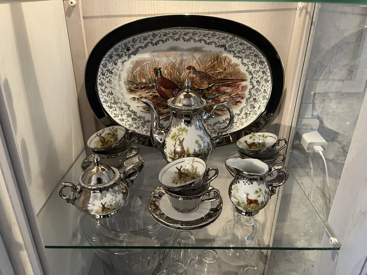 Theeservies met dienblad, porselein