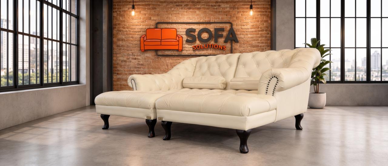 Chesterfield Chaise Lounge Set-Tijdloos Echt Leer Design-Luxe Uitstraling