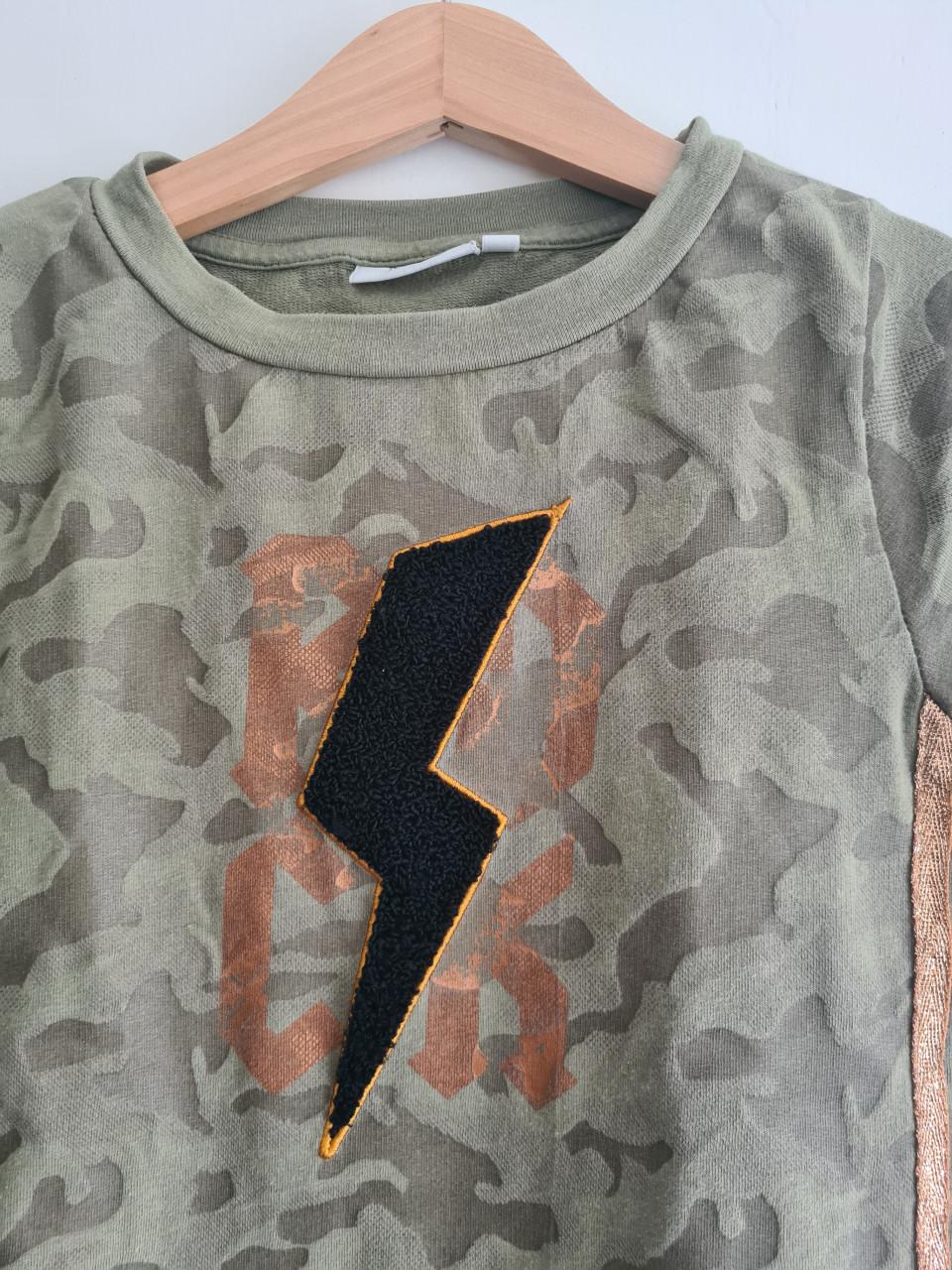 D-Zine kaki groen zomer jurkje / lange sweater  Maat 128-134