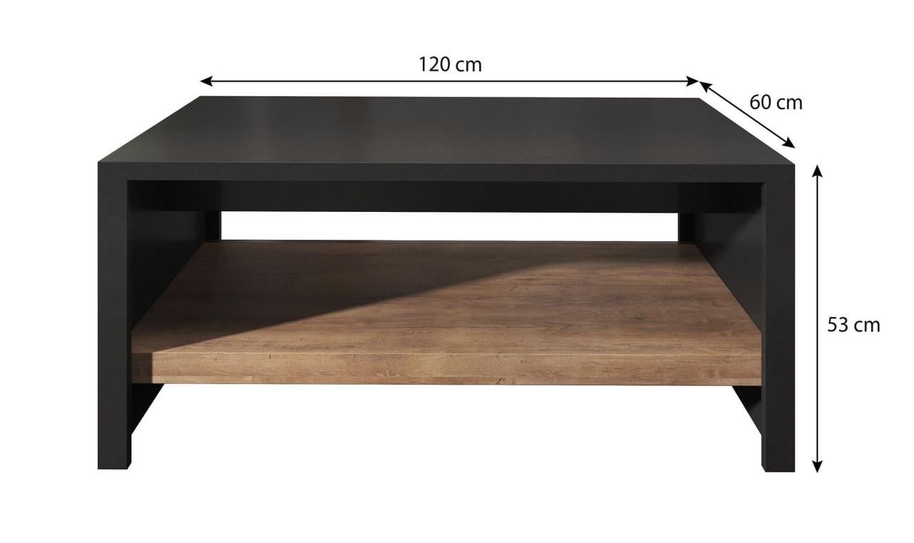 Salontafel Monaco - Eiken - Grijs - 120x60x53cm