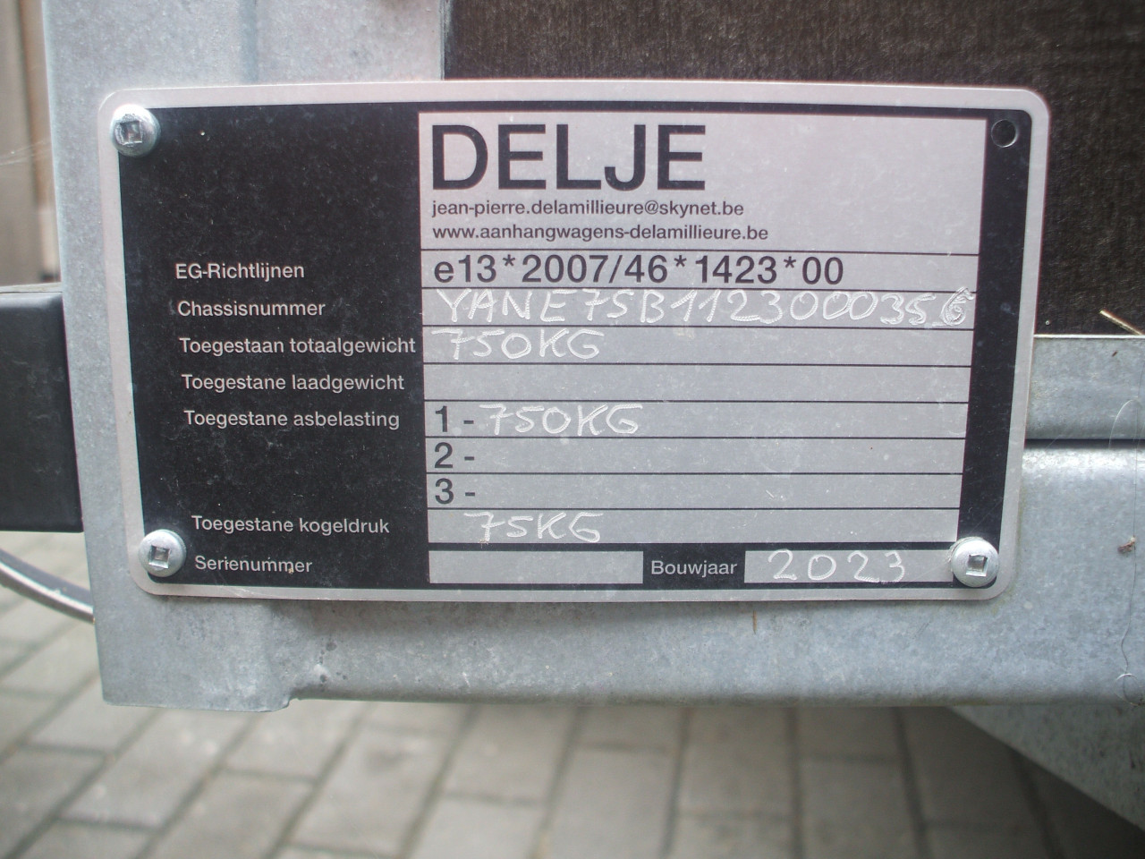 Aanhangwagen DELJE 750 kg - 2 jaar oud
