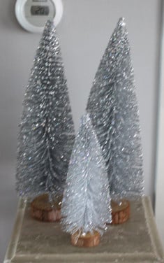 Set van 3 zilverglitter boompjes