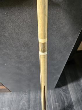 Vintage Biljartkeu, hout en messing met leren koker