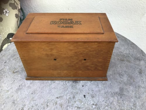 Antieke houten kodak doos
