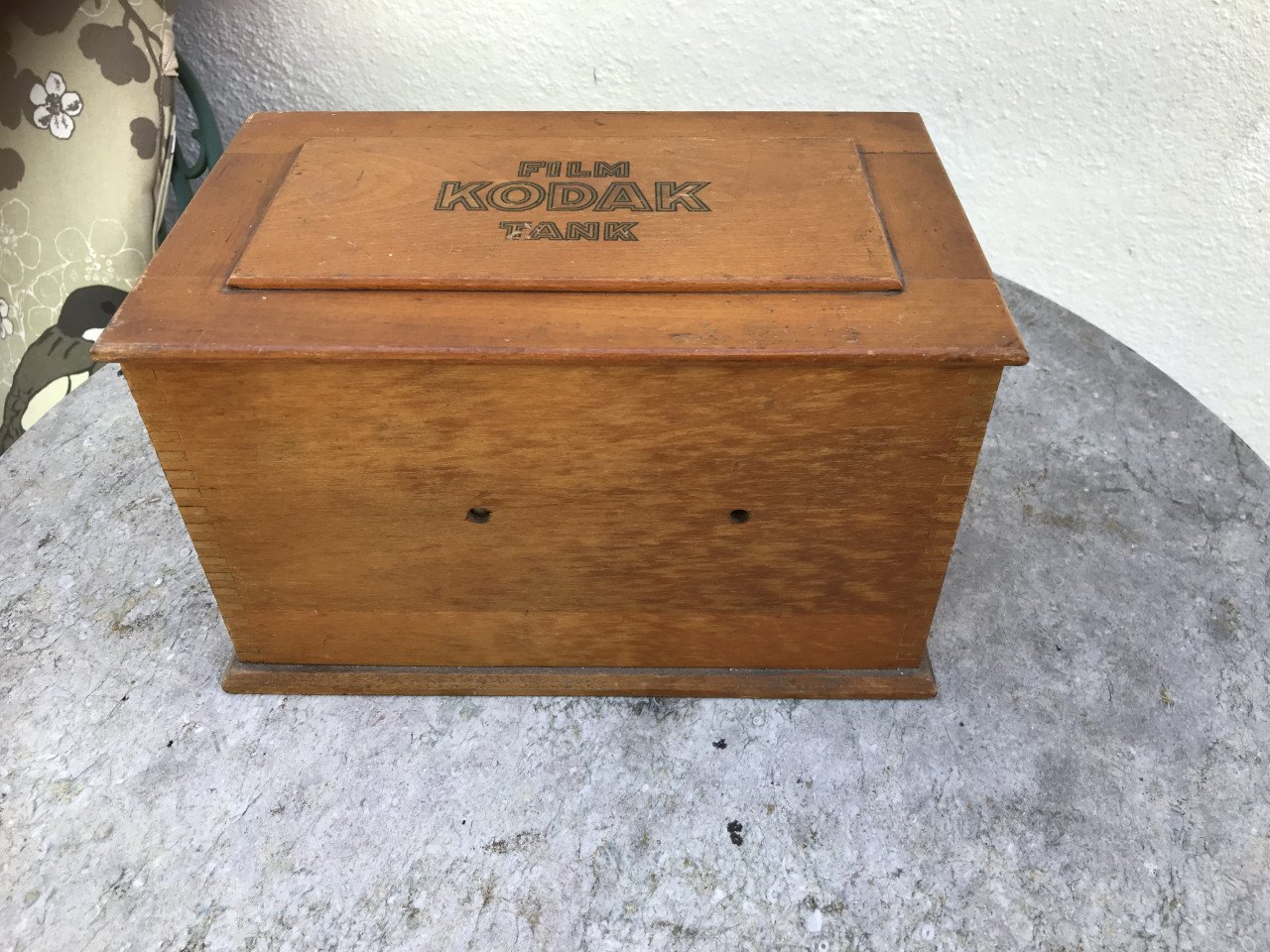 Antieke houten kodak doos
