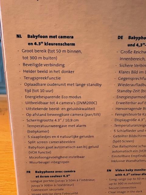 Video babyfoon monitor met kleurenscherm