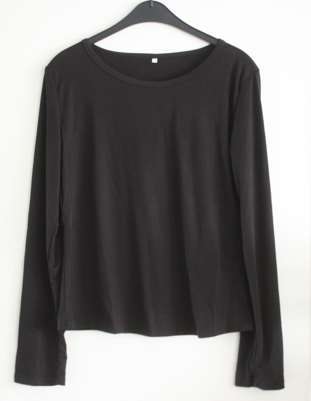 Shirt zwart  met rib stof maat xxl