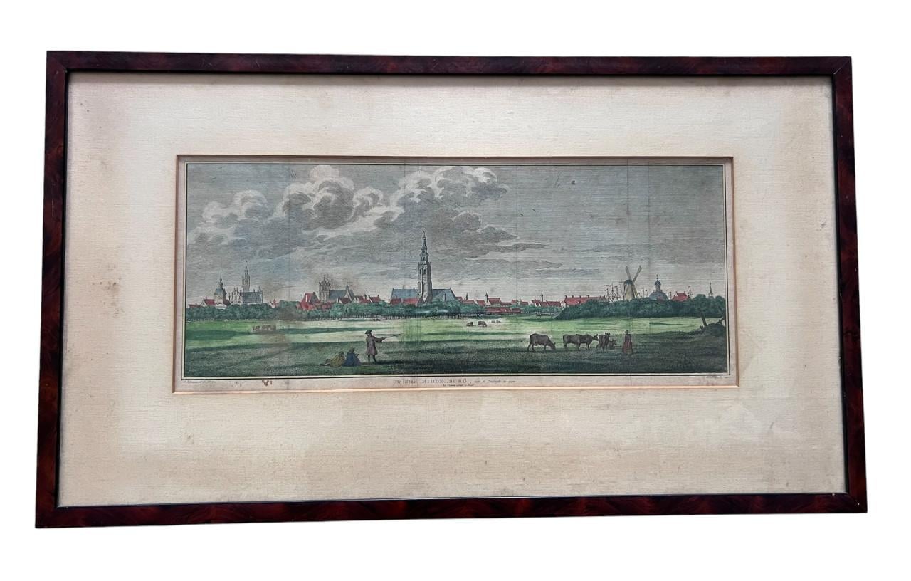 Antieke kopergravure Stad Middelburg (18e eeuw)