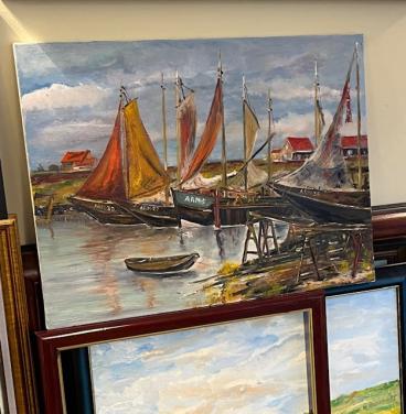 Schilderijen Jac Caljouw  Arnemuiden  werf in Arnemuiden