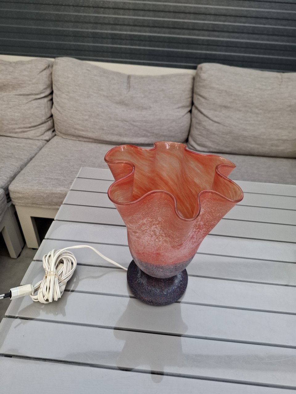 Vintage Yvolux blau-rot Scavo Fazzoletto italienische Murano Glas