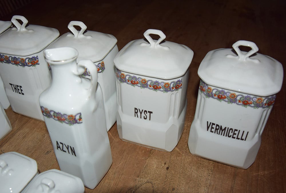 Oude porselein Voorraadpotten kruiden Victoria China