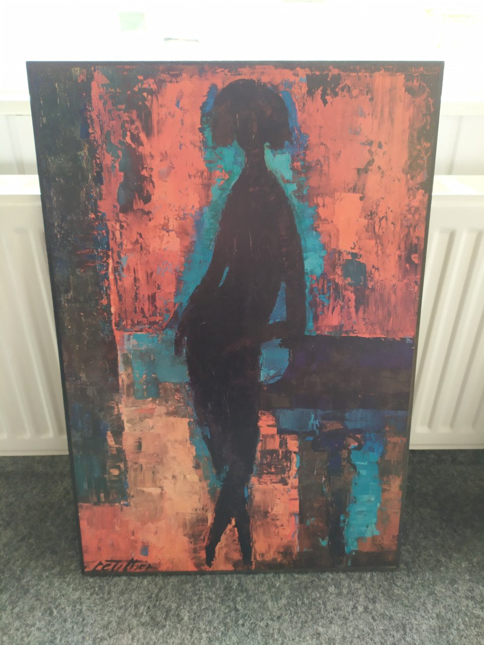 Print op hardboard/hout 'Nu au piano' van Reuther