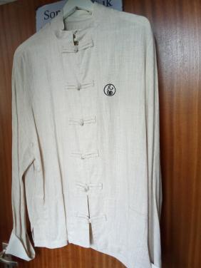 Linnen hemd met Chinese sluiting XL