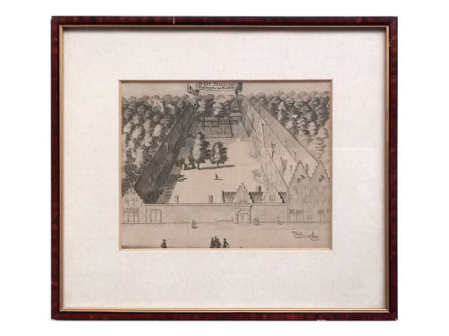 Gravure West-Indische Pakhuizen te Middelburg
