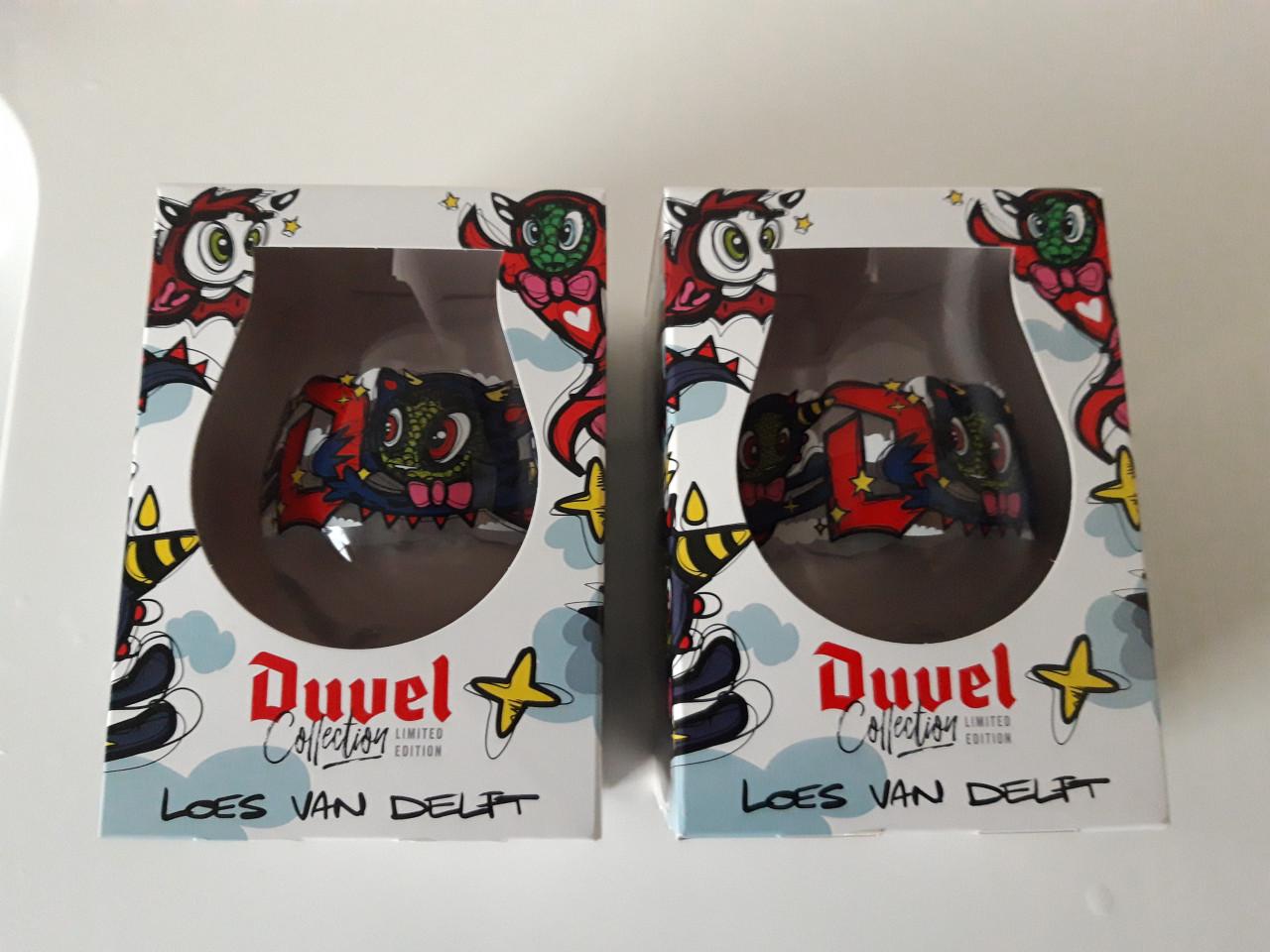 DUVEL glazen Speciale editie Loes van Delft ( Nieuw in originele doos)