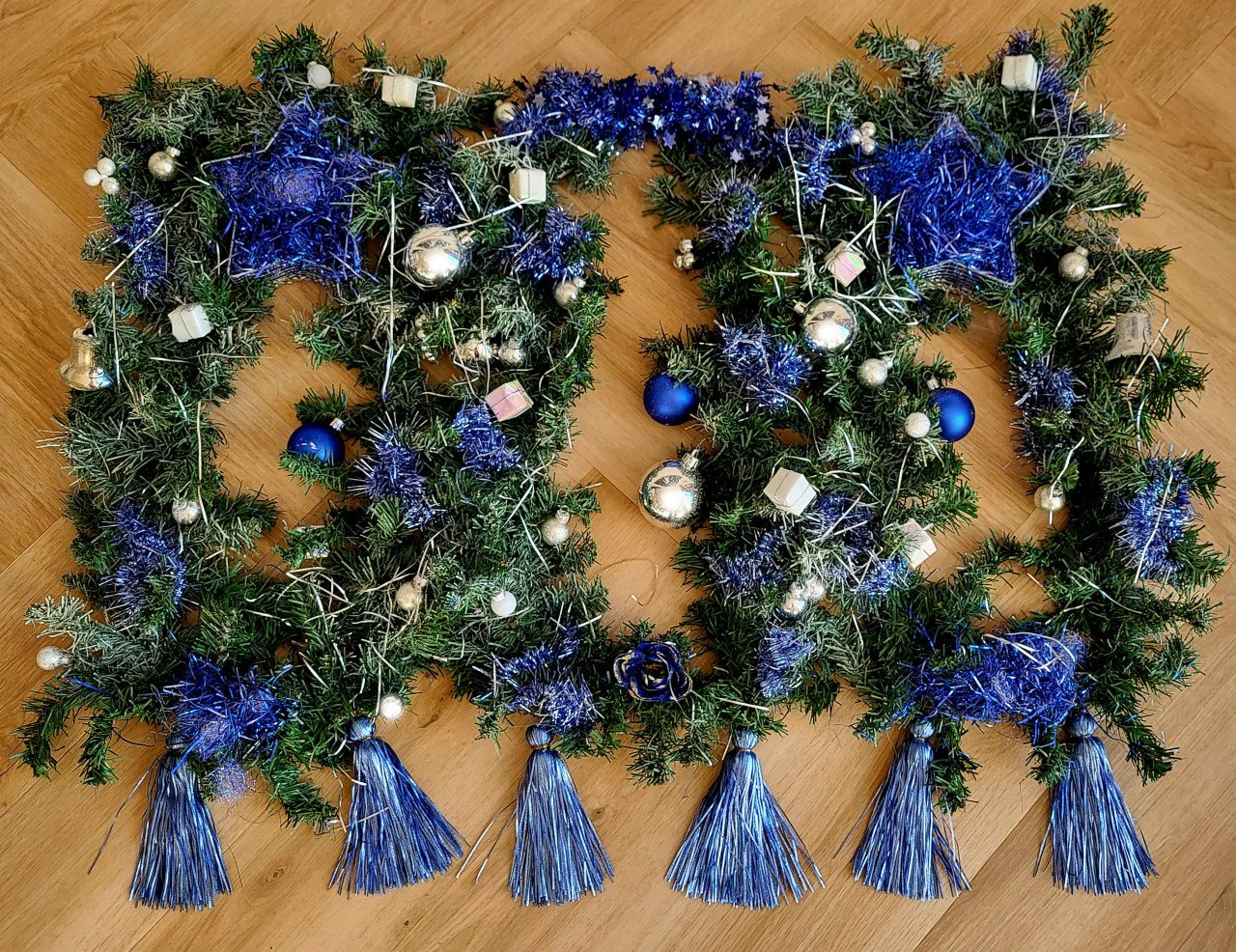 Winkeletalage 3luik met blauwe kerstdecoratie