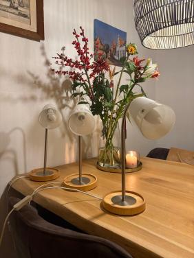 3x moderne tafellamp – hout & metaal – Scandinavisch design